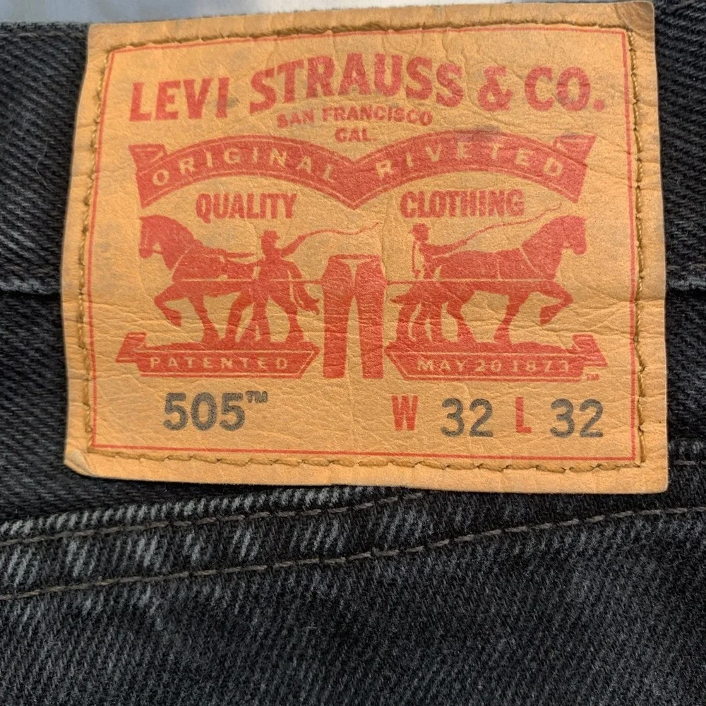 Levis 505 Jeans Mens‎ W32 L32 Black Denim Pants Classic Straight Leg